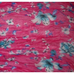 Foulard en coton rose et bleu