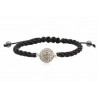 Bracelet SHAMBALLA  strass blanc et coton noir