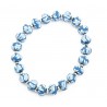 Bracelet élastique perles fimo fleurs bleues et perle cristal