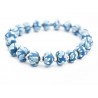 Bracelet élastique perles fimo fleurs bleues et perle cristal