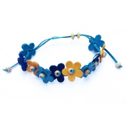 bracelet en cuir avec fleurs colorées