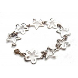 Bracelet en argent étoiles et fleurs