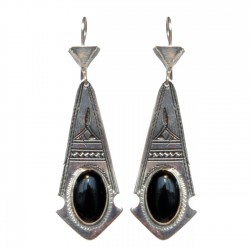 Longues boucles d'oreilles touareg, argent et ébène