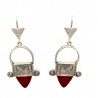 Boucles d'oreilles en argent ethnique touareg en verre rouge
