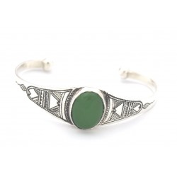Bracelet touareg médaillon vert
