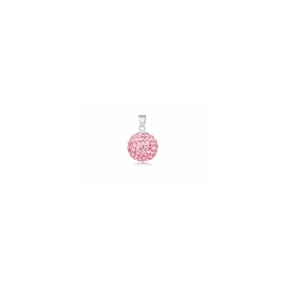 Pendentif shamballa strass rose clair - 1cm