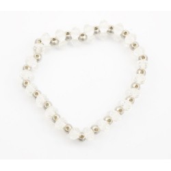 Bracelet élastique en perles de cristal transparent et perles argenté