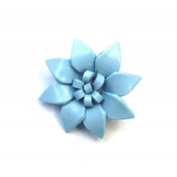 Petite Broche fleur en cuir bleu foncé