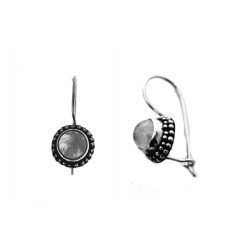 Boucles d'oreilles, dormeuse argent et gorgone rouge