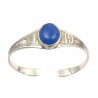 Gros Bracelet rigide touareg en argent gravéet medaillon en agate bleue