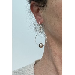 bijoucolor - boucles d'oreilles touareg, forme ronde en argent et ébène