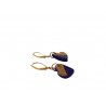 Boucles d'oreilles, pendantes en céramique violet et or