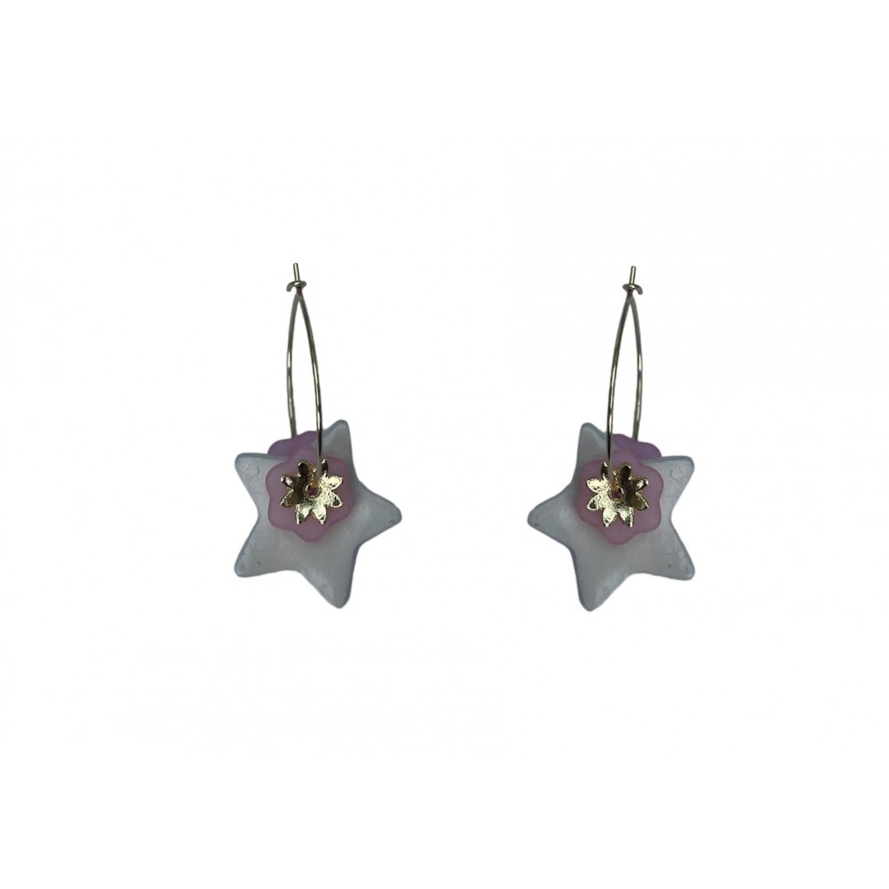 Boucles d'oreilles, créoles étoile en céramique - Modèle unique artisanal