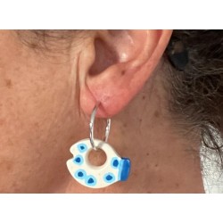 Boucles d'oreilles, créoles poisson en céramique - Modèle unique artisanal