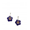 Boucles d'oreilles, créoles fleur violette en céramique - Modèle unique artisanal