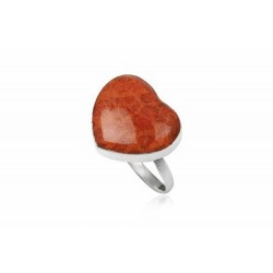 silver heart ring with gorgone