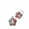 Boucles d'oreilles, créoles fleur rose - Modèle unique artisanal