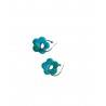 Boucles d'oreilles, créoles fleurs bleues - Modèle fait main