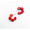 Boucles d'oreilles, créoles fleurs rouges - Modèle fait main