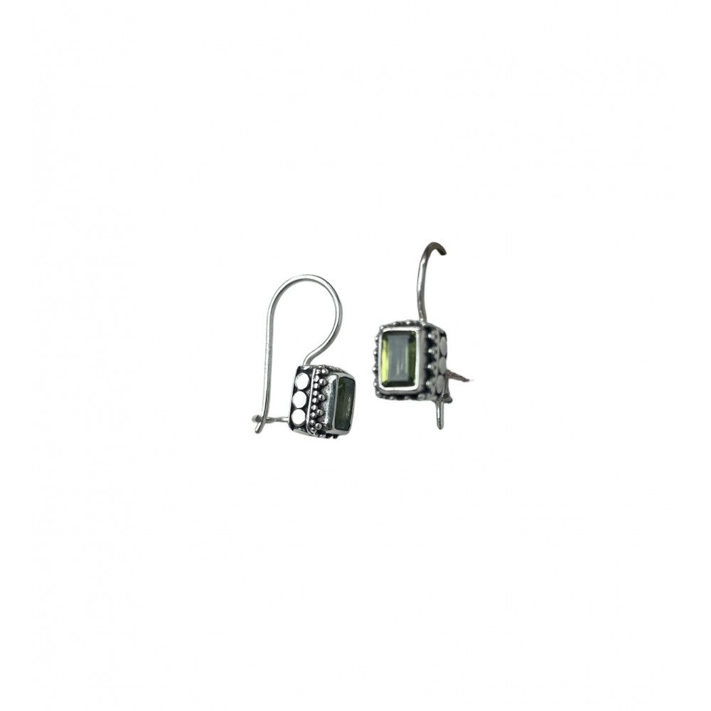 bijou color - boucles oreilles en argent et peridot facetté