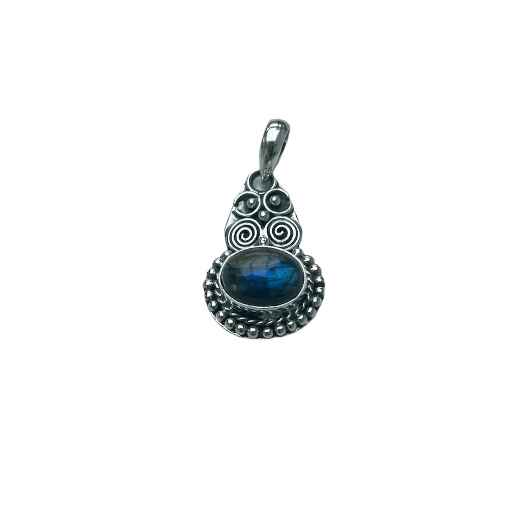 Pendentif en argent et labradorite