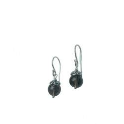 Silver Earrings with Smoky Quartz Bead – Elegant Handmade Jewelry