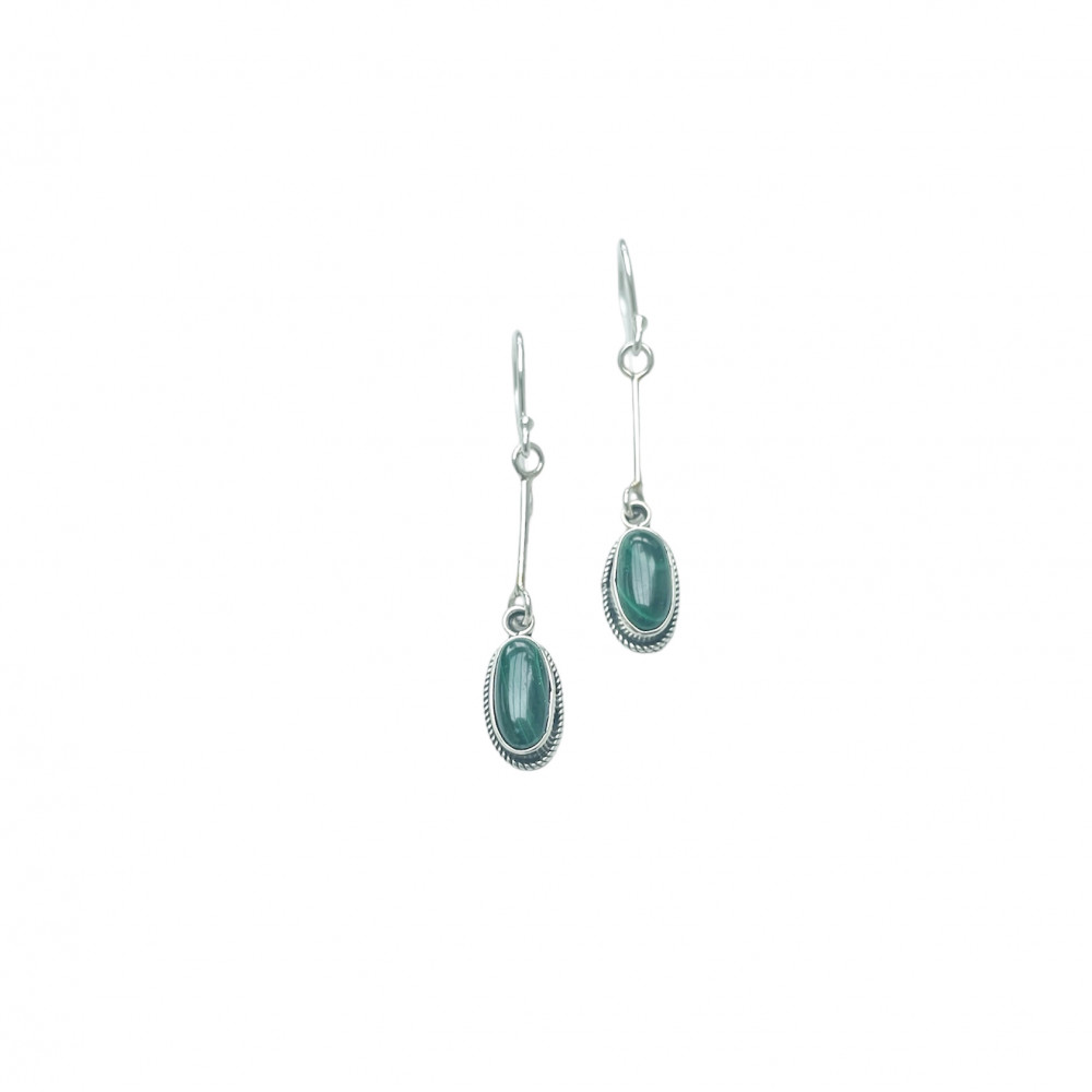 bijou color - Boucles d'oreilles malachite chic