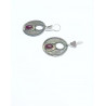 Pendientes redondos Touareg – Plata grabada con perla roja