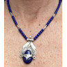 Tuareg Ethno-Halskette aus Silber und blauer Achat – handgefertigter Schmuck Tuareg Ethno-Halskette aus Silber und blauer Achat – handgefertigter Schmuck