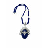 bijou color - Collier ethnique touareg en argent, agate noire et perles de verre