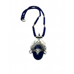 Tuareg Ethno-Halskette aus Silber und blauer Achat – handgefertigter Schmuck