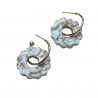 boucles oreilles fleur bleue et coeur jaune