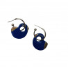 boucles oreilles fleur bleue et coeur jaune