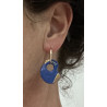 boucles oreilles fleur bleue et coeur jaune
