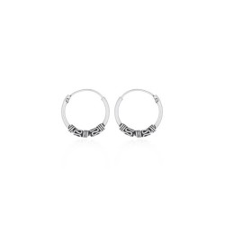 bijou color - Bali ethnic hoop earrings – 925 sterling silver