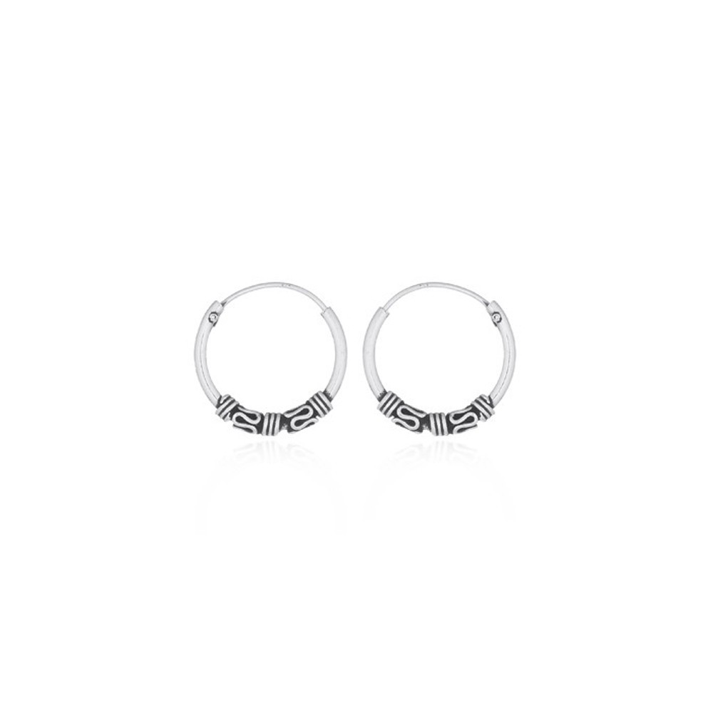 bijou color - Bali ethnic hoop earrings – 925 sterling silver bijou color - Bali ethnic hoop earrings – 925 sterling silver