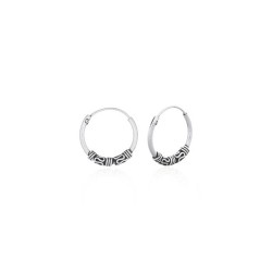 bijou color - Bali ethnic hoop earrings – 925 sterling silver
